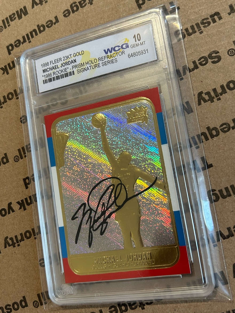 WCG 10 Michael Jordan ‘98 Fleer 23KT Gold “86 Rookie” Prism Holo Refractor Card